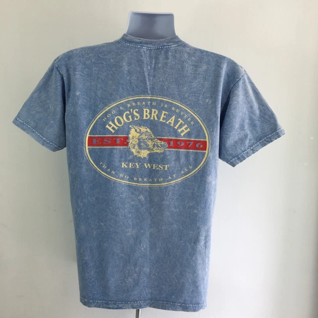 Vintage Hogs Breath Saloon Key West Mens Size Medium Beach Blue Graphic Tee