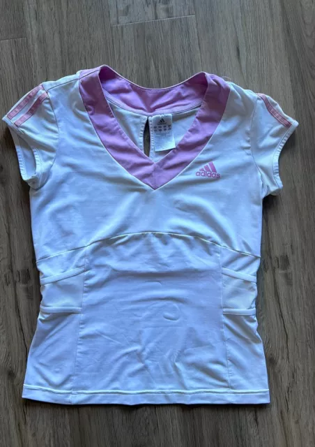 Shirt Funktionsshirt Sport Fitness Tennis Adidas Gr. 38 Damen Weiß/ Rosé