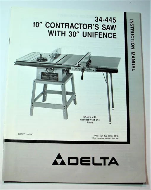 DELTA UNIFENCE SAW Guide 36-906 Instruction Manual $12.50 - PicClick