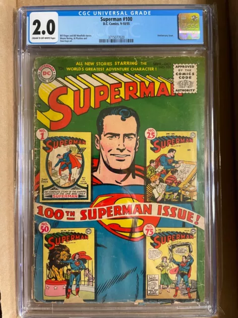 Superman #100 Cgc 2.0 Cream/Off White Pages 1955 Golden Age Classic