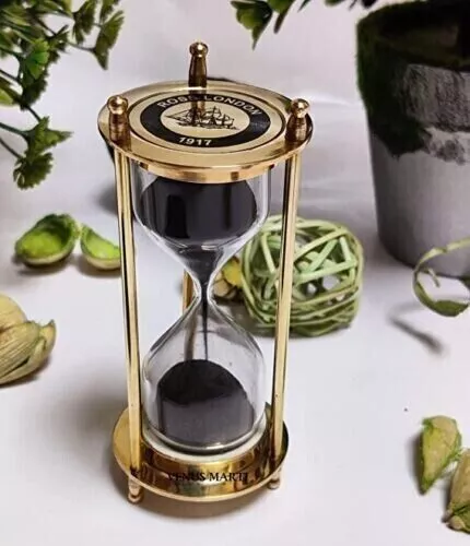 Antique Brass Sand Timer Hour Glass Sandglass Clock Vintage Decor Theme gift