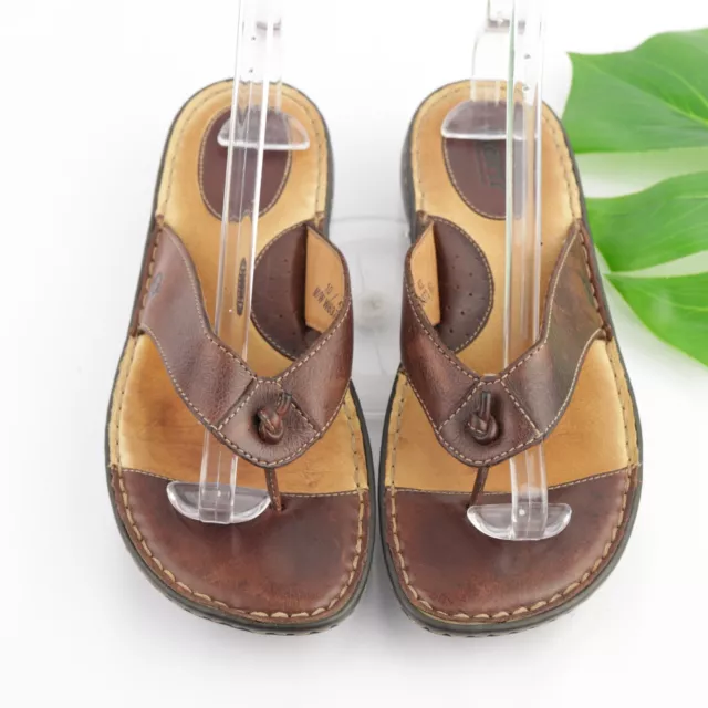 Born Women's Sandal Size 10 Brown Leather Thong Flip Flop Slide Opanka Casual