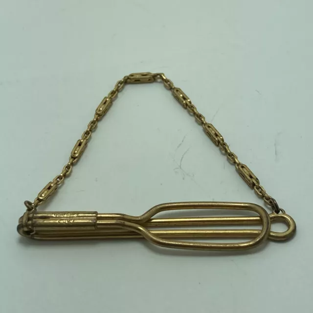 VTG Gold Tone RADIO SUPERIOR Tie Bar Clip Unique Link Bar Chain Pattern