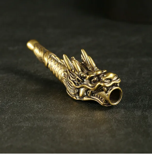 Handmade Hitter Dragon Brass Metal Smoking Pipe Tobacco Herb Cigarette Holder