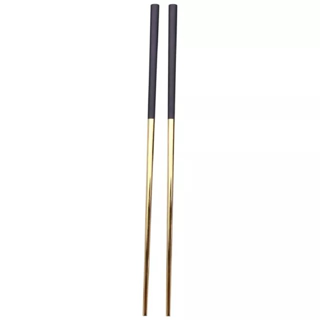 5 Pairs Chopsticks Stainless Steel Chinese Gold Set Black Metal Chop Sticks9419