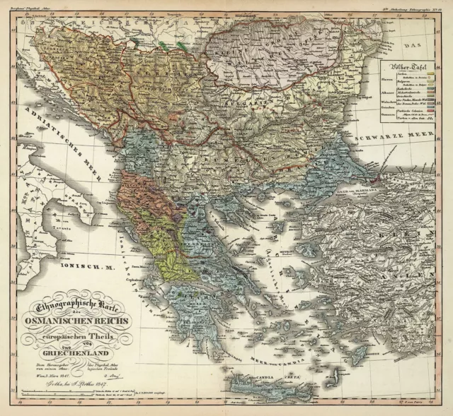 1847 Ethnographic map of Greece and the Ottoman Empire History Home School Poste
