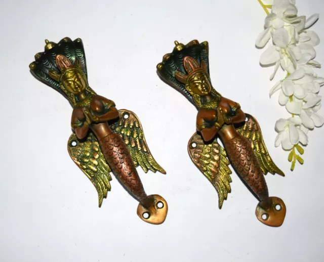 Brass Naag Kanya Door Pull Set 9'' Inches Mermaid Handle door Accessories EK659