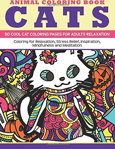 Animal Coloring Book Cats - 50 Cool Cat Colorin. Team<|