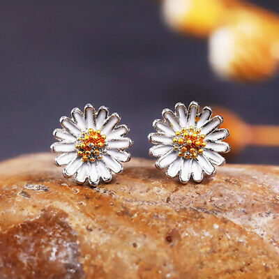 Fashion Two Tone Silver Plated Stud Earring Flower Jewelry Women Gift A Pair