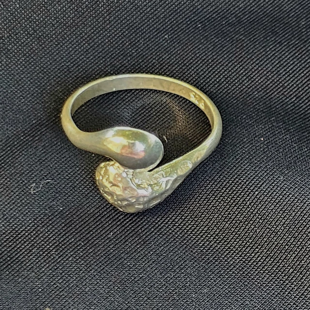 Bague Artisanale Brutaliste En Argent 925 - Motif Arbre Et Planètes - Taille 58 - Occasion