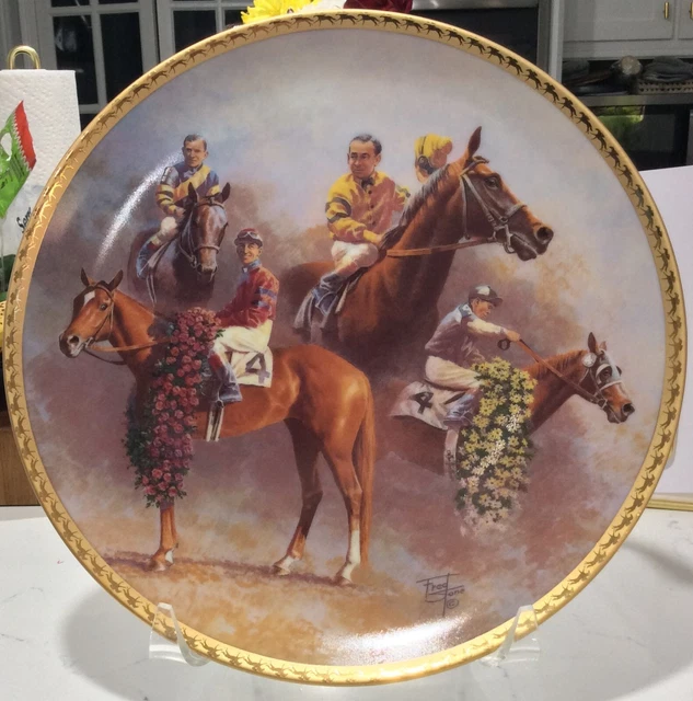 Triple Crown 1937-1946 Collector's Plate By Horse Artist Fred Stone NIB COA