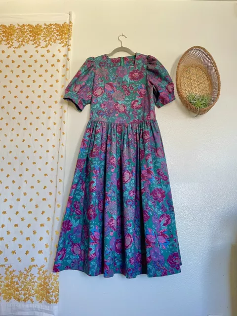 Vintage Floral Laura Ashley Made in Great Britian Maxi Boho Cottagecore Dress