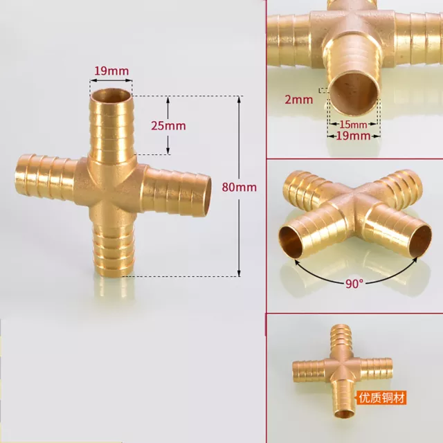 Messing Schlauchverbinder gerade T-Stück Y-Stück Kreuz-Stück wählbar 4mm - 20mm