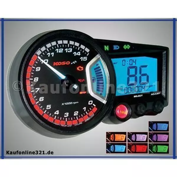 RX2 KOSO GP Style Cockpit Tachometer Drehzahlmesser NEU Tankanzeige Tacho BA01