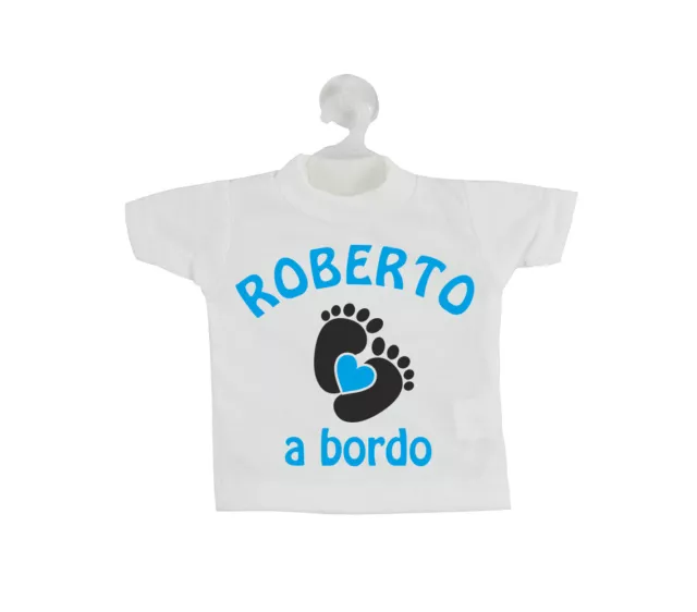 MINI T-SHIRT AUTO Bimbo A Bordo Piedini Bambina Con Ventosa Personalizzata  Nome EUR 12,99 - PicClick IT