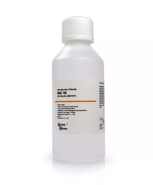 Benzalkonium Chloride BAC50 Algaecide Bactericide and Fungicide 250ml