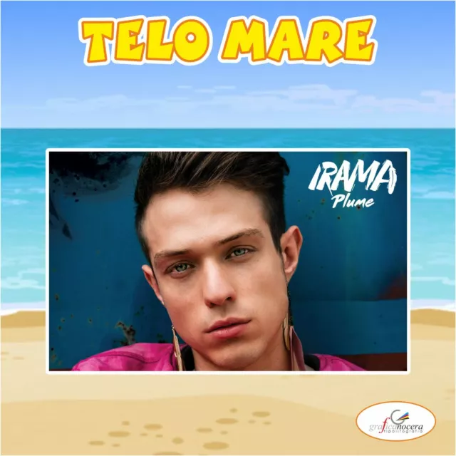 Asciugamano Telo Mare in spugna Irama cantante amici idolo idea regalo estate 2