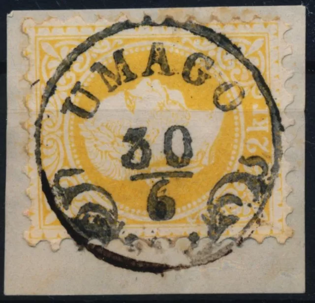 ÖSTERREICH 1867 2kr, gelb, UMAGO (Kü) Kl:35P! Schön!