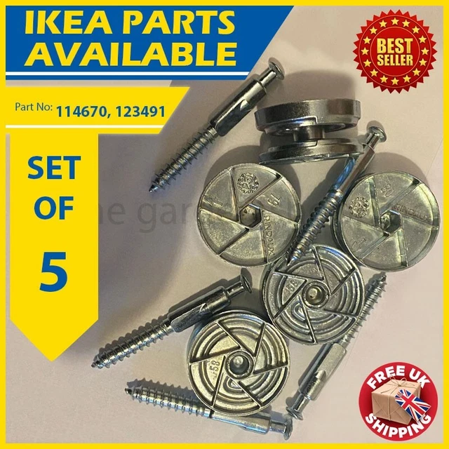 114670 (123491) X5 - Replacement for IKEA MALM ESSENTRIC Cam Wheeel - UK
