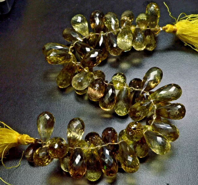 Natural Bio-Lemon Side Drill Drop Faceted Beads 10x18mm-10x20mm 743 Ct 9" PH-152