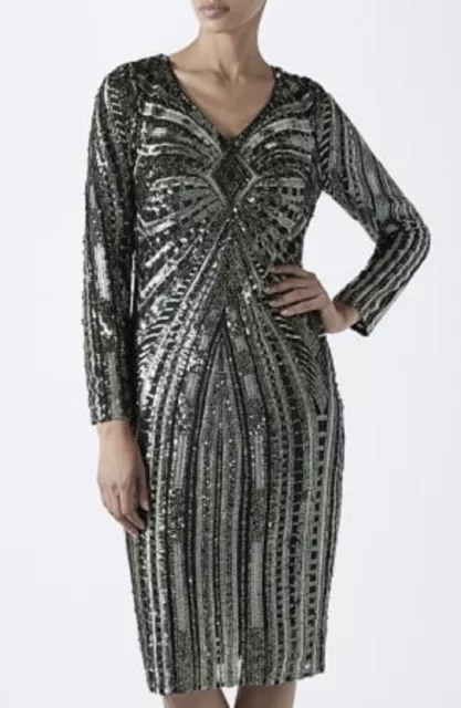 Monsoon Ciara Black Gold Sequin Embellished Party / Evening Dress Size 10-20 New