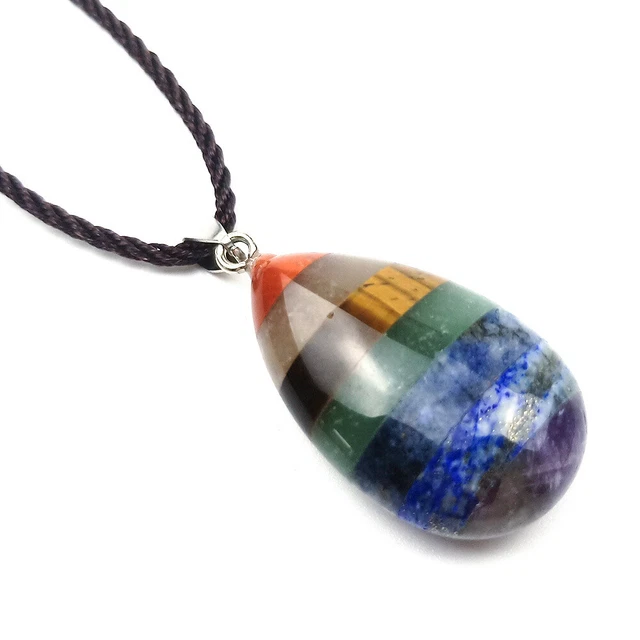 7 Chakra Natural Stone Pendant Necklace Healing Gemstone Crystal Energy Necklace 9