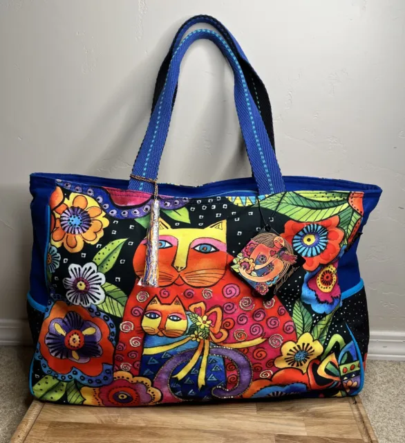 Laurel Burch X-Large Tote Bag Mother Daughter Felines Cats in Flowers LB6400 NWT