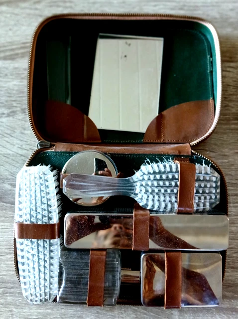 Trousse De Toilette Vintage Années 50-70, PVC Marron, Fermeture éclair - Occasion