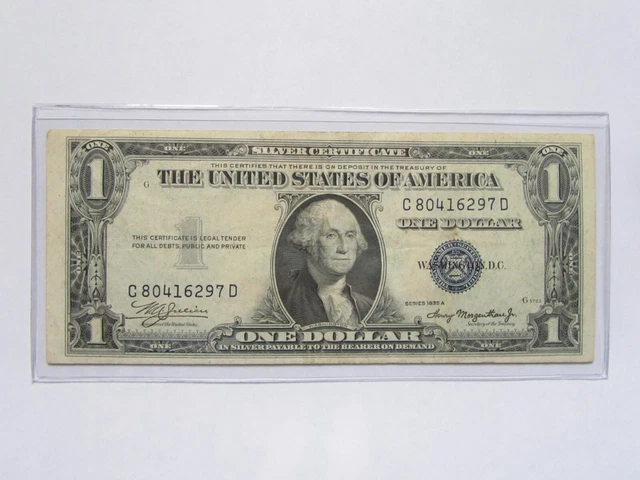 1935-A $1 Dollar Blue Seal Silver Certificate 