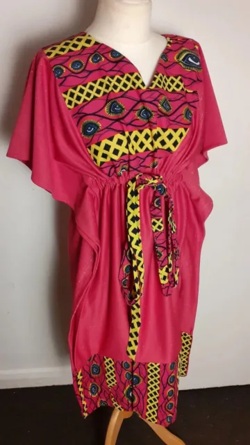 Unique African Pink Short Party Dress Women Cultural Outfit West African Attire.