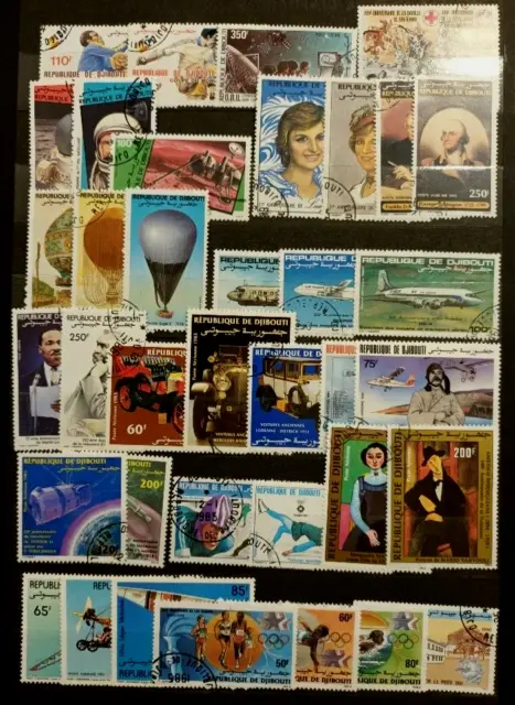 Lot 37 timbres GF Poste Aérienne oblitérés de DJIBOUTI (DJI 02)