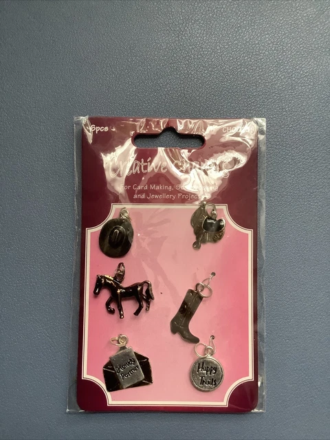Set of 6 Cowboy themed charms ideal for cardmaking & other crafts - BNIP