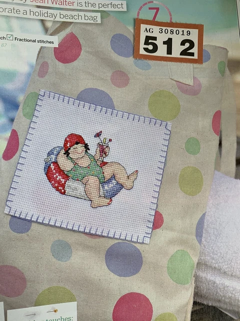 Life’s A Beach Summer Beach Bag Funny Lady Cross stitch Design Card chart