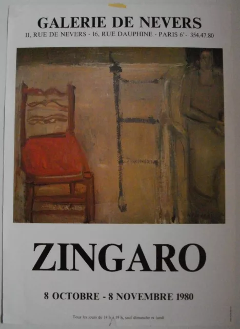Affiche ZINGARO 1980 Exposition Galerie de Nevers - Paris