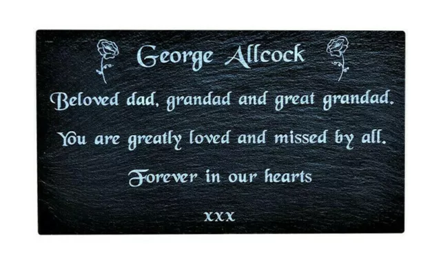 Personalised Engraved Slate Stone Memorial Headstone Grave Marker Plaque Sign
