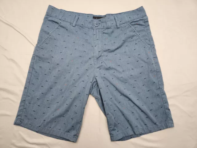 Public Record Shorts Mens SIZE 32 Standard Fit Chinos FISH Cotton Blend Blue