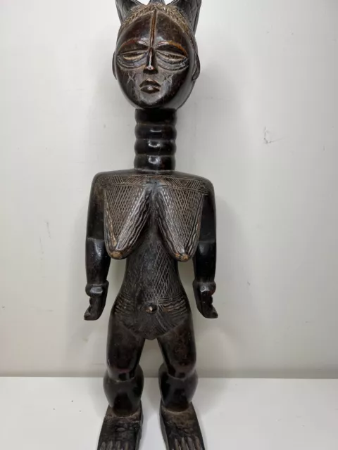 Hand carved Dan Maternity Statue Cote D'Ivoire 14" X 4" X 3" African Art Deco