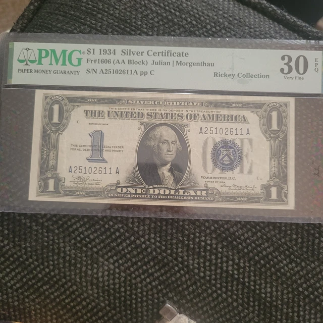 1934 A $1 Funny Back Silver Certificate Dollar FR 1601 Uncirculated PMG 30EPQ