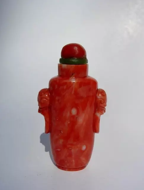 A Chinese Carved Coral Snuff Bottle And Stopper 19Thc