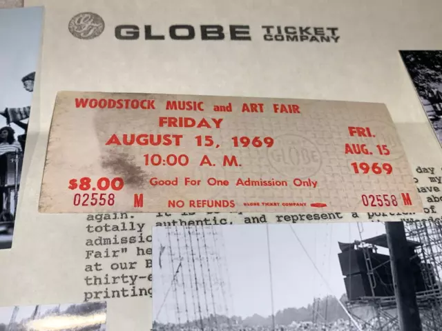 Woodstock 1969 Friday Ticket Janis Joplin Jimi Hendrix Joan Baez Bill Graham Coa