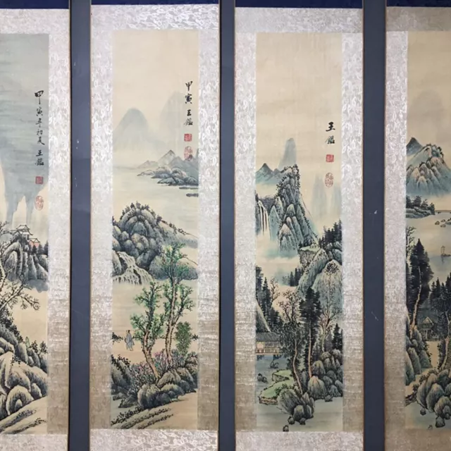 Chinese Old calligraphy painting scroll "Wang Jian landscape" painting screen 65 2