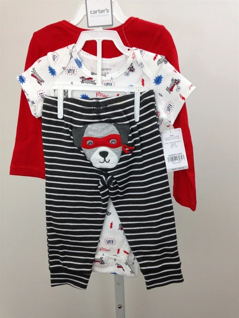 NWT Carters Baby Infant Boys 3 Piece Bodysuits & Pants Set 12 Months Superhero