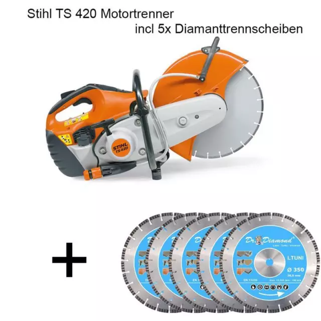 Stihl TS 420 Motortrenner incl 5x Diamanttrennscheiben Motorflex Trennscheibe
