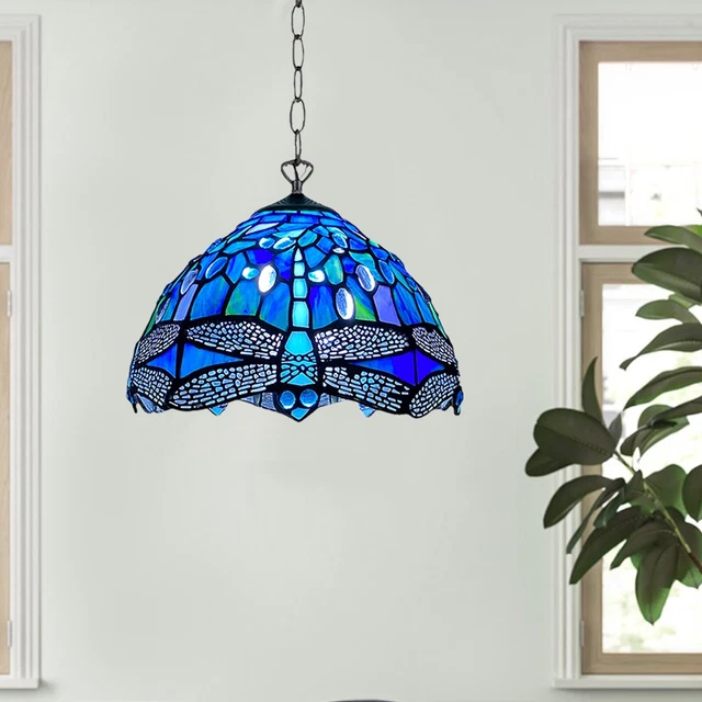Tiffany Pendelleuchte 10 Zoll Buntglas Libelle Stil Schirm Wohnkultur Schlafzimmer