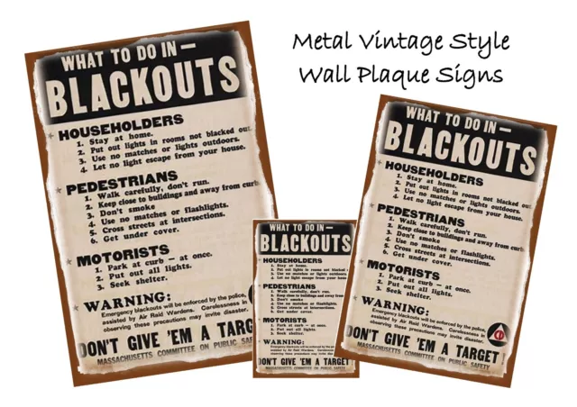 WW2 Reproduction Air Raid Blackout Instruction Poster Metal Sign