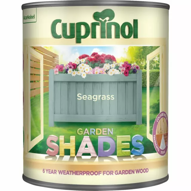 Cuprinol Garden Shades Paint Furniture Sheds Fences Wood Outdoor - Seagrass 1L