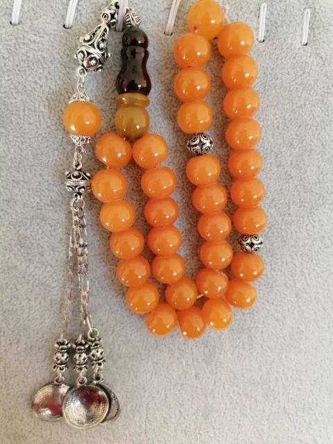 German Prayer Beads 33 Islamic Tesbih Faturan Cherry Amber Bakelite Rosary