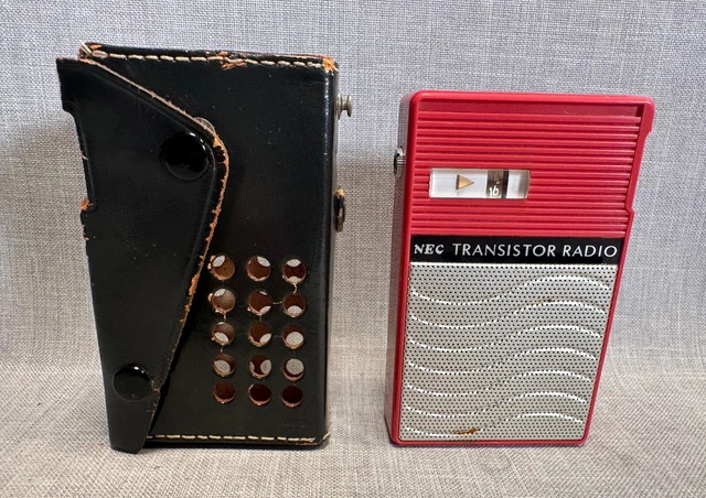 NEC NT-620 VINTAGE Red Transistor Radio With Case and Ear NEC NT-620 VINTAGE Red Transistor Radio With Case and Ear