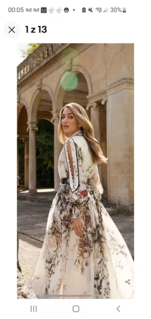 KAREN LYDIA MILLEN Viscose Floral Border Print Woven Maxi Dress Size 10 ...