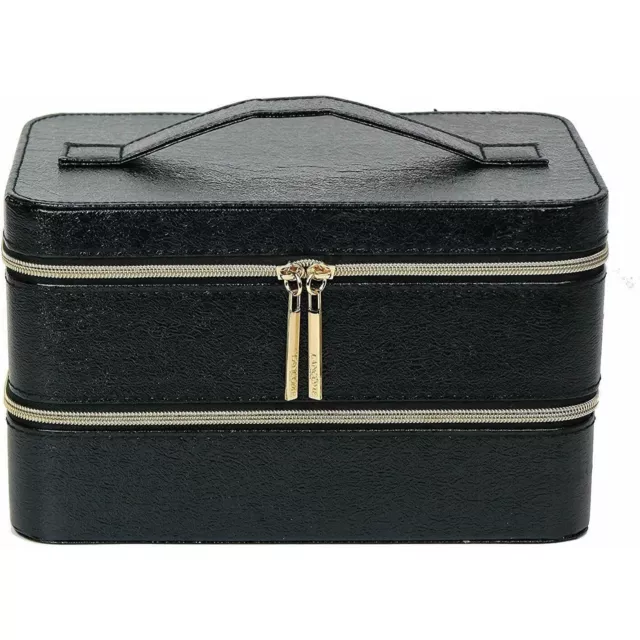 LANCOME Cosmetic Makeup Train Travel Case Box Organizer - Black - 2 Compartments